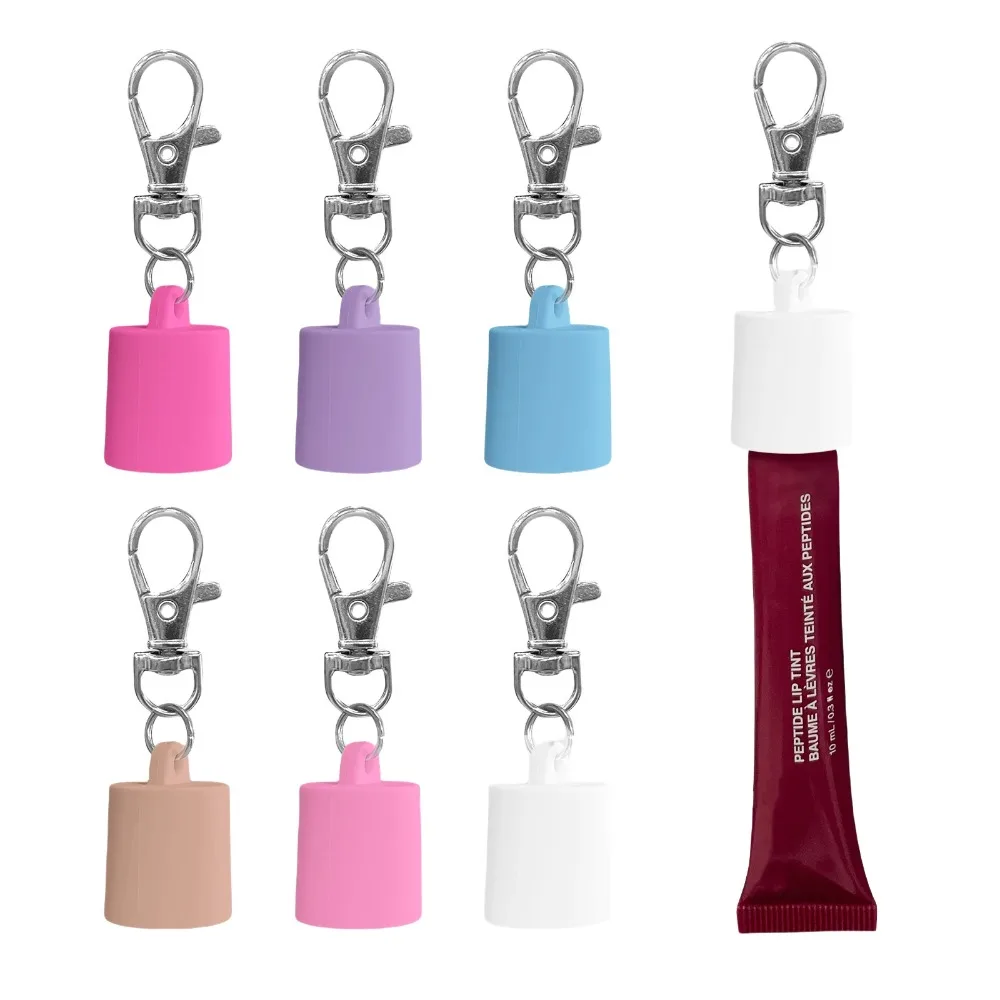 Portable Clip On Lipstick Keychain Lip Balm Holder Key Chain Cap For Lipgloss Women Girls Keychain Cap For Liploss Key Holder