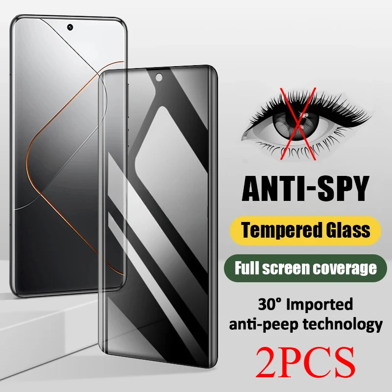 2PCS Full Cover Privacy Screen Protector for Xiaomi 14 Pro 13 Lite 12S Ultra 12X Civi 3 2 Anti-spy Glass Redmi Note 13 Pro Plus