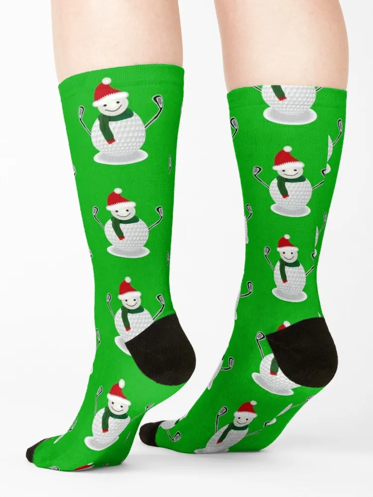 Golf Ball Snowman Funny Christmas T-shirt Golf lover Socks moving stockings designer Non-slip ankle Luxury Woman Socks Men's