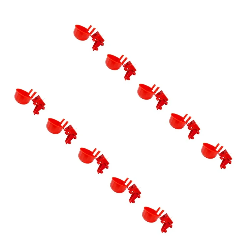 10 Piece Automatic Drinking Feeder for Chickens Ducks Geese Detachable Water Red 6.5cm Mouth 4cm Depth 10 Piece