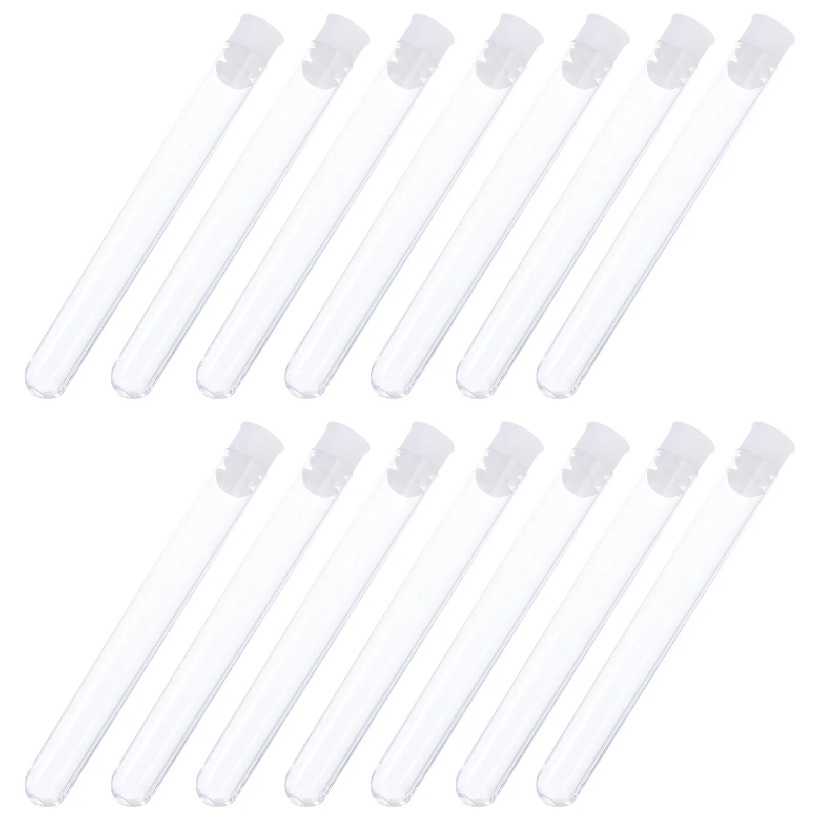 100Pcs Sample Containers 12x105mm Transparent Laboratory Clear Plastic Test Tubes Vials With Push Caps School