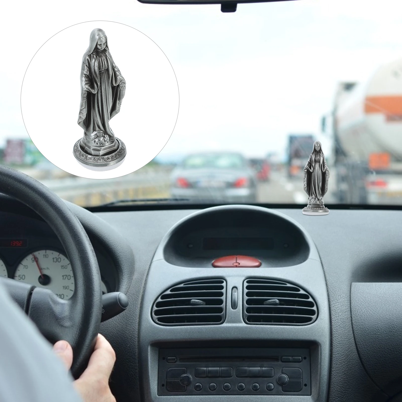 

Elegant Vintage Alloy Virgin Mary Statue Spiritual Home Office Decoration Dash Car Accessory Blessing Gift Sculpture Wedding