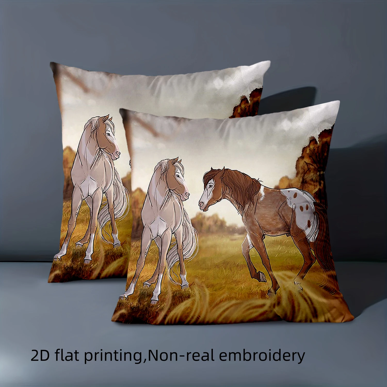 1 Pieces Cute Horse Patterned 2D Printed Decorative Pillows Polyester pillowcase, sofa decorative cushion cov Headboard Pillow