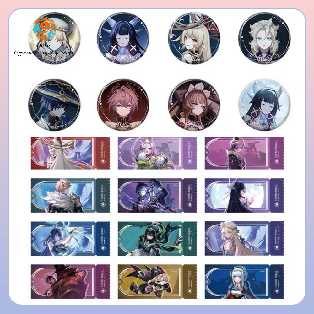 

Новый оригинальный значок Genshin Impact, слепая коробка, Genshin Impact Moonlit Ballad Series, значок Mystery Box, голографический билет, подарочная игрушка