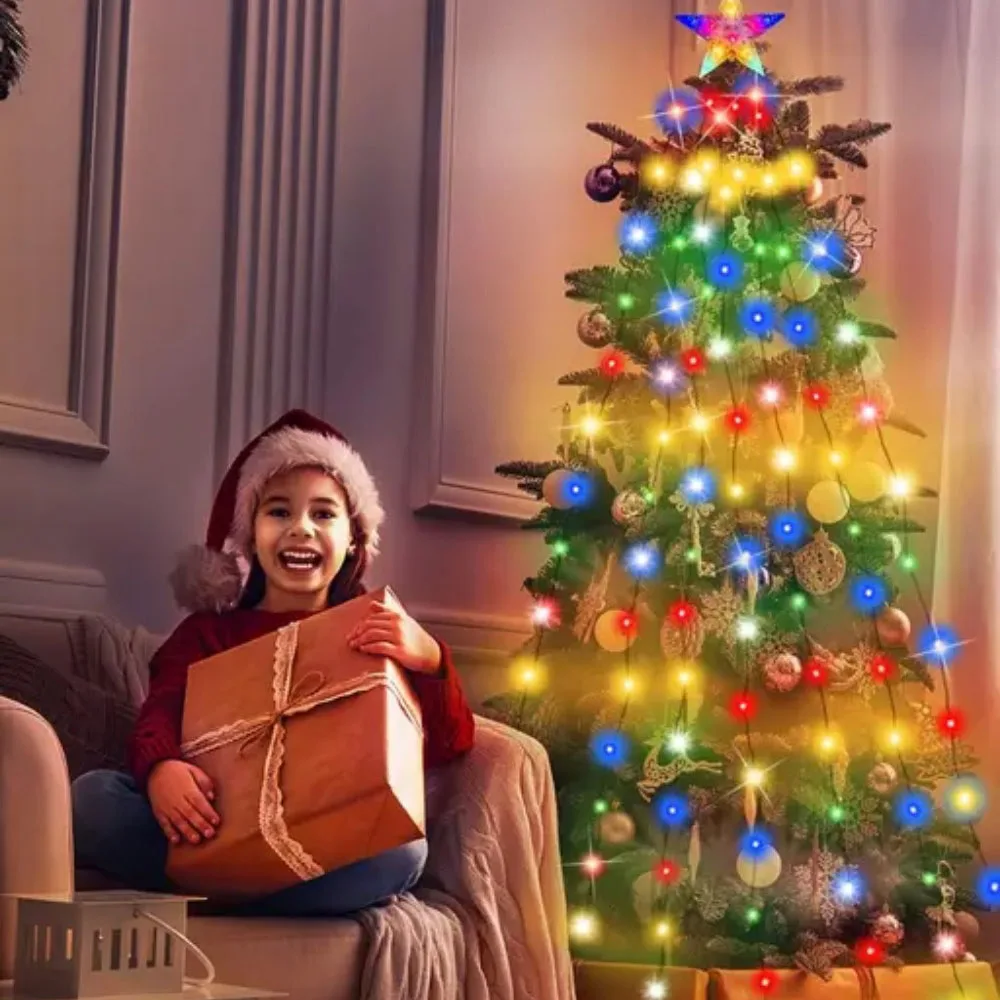 Smart Christmas Tree Lights RGB Multicolor Fairy Lights Bluetooth App Control DIY Pattern Music Sync for Christmas Tree Decor