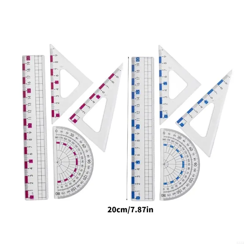 LXAA Siswa Geometri Alat Multifungsi Geometri Matematika Set Dengan Penguasa Lurus Set Square Untuk Kantor Sekolah
