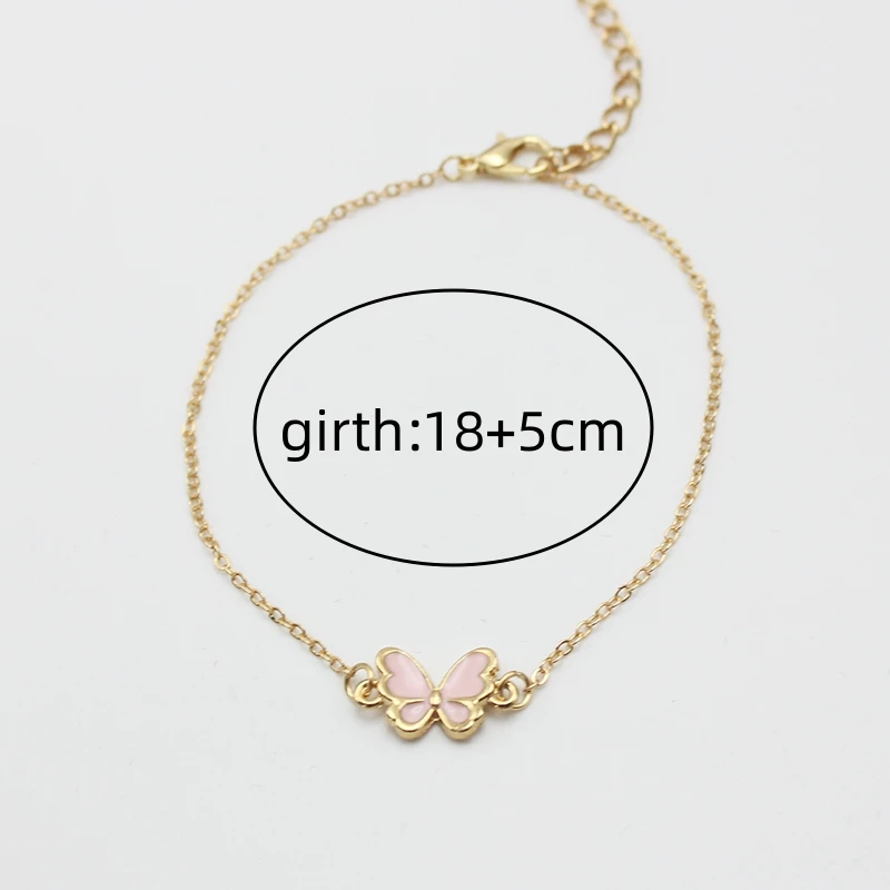 New Trend Pink Butterfly Bracelet For Women Simple Girls Sweet Tiny Charm Minimalism Enamel Pulsera Jewelry Birthday Gift