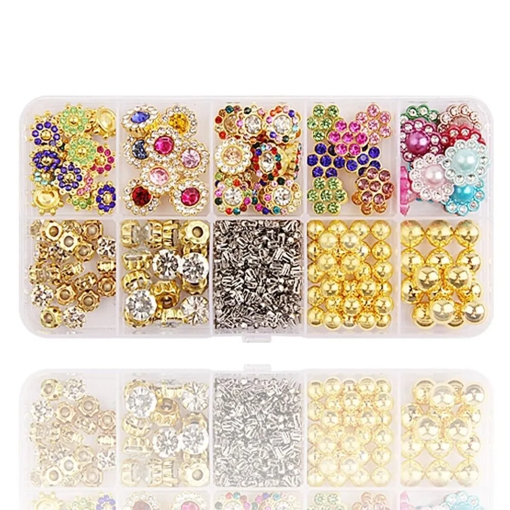 Hand Press Beads Pearl Rivet Set with Beads Screw Heads Circular/Irregular Shape DIY Jewelry Making Kit Loose Beads Multi-color