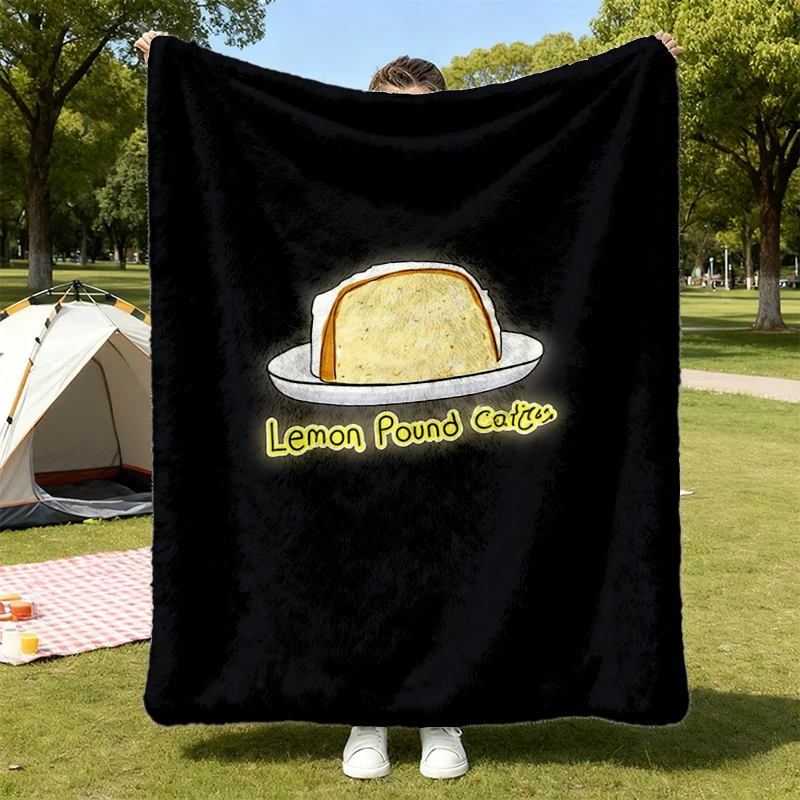 Lemon Pound Cake Flannel Blanket Funny Food Flannel Throw Retro Cake Graphic Baking Lover Gift Cute Dessert Meme Unisex