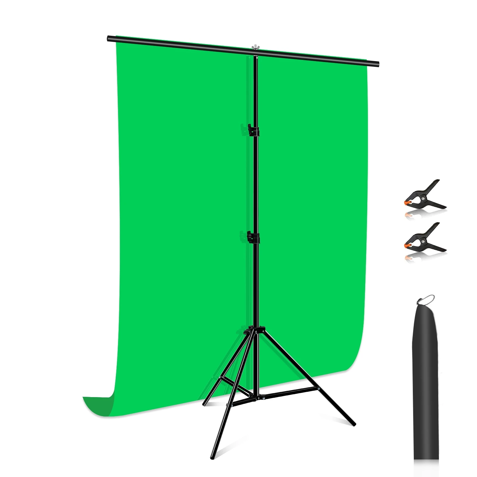 PULUZ 1x2m T-Shape Photo Studio Background Support Stand Backdrop Crossbar Aluminum Alloy Tube Bracket Kit with Clips