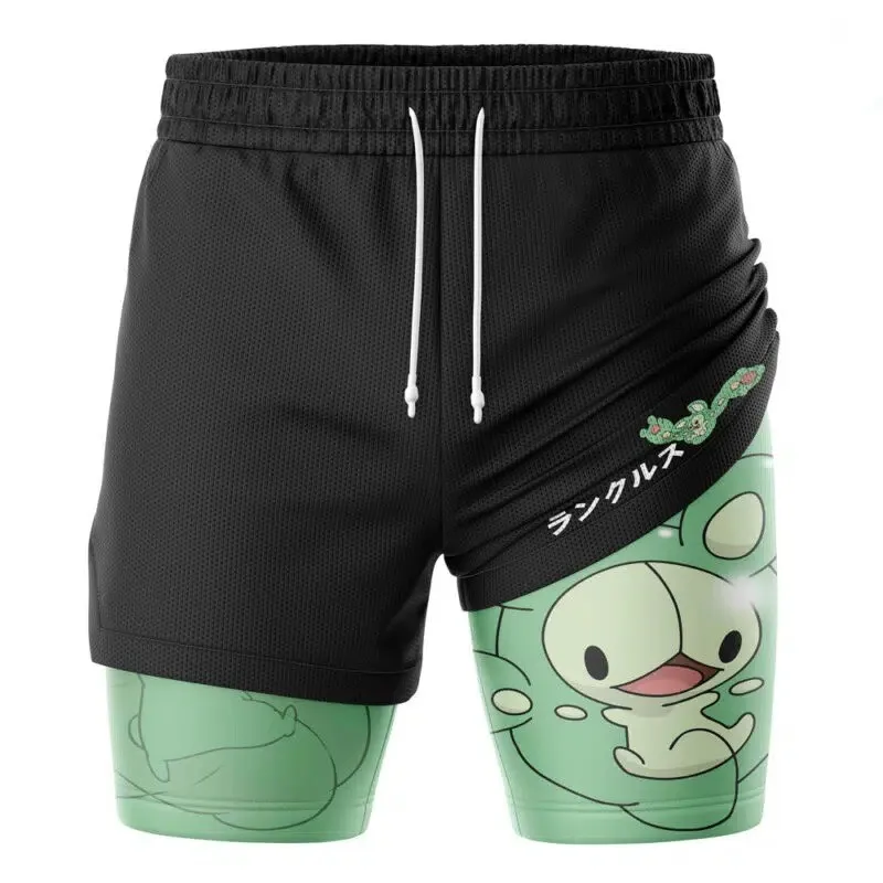 Fashionable Printed Men's Fake Two-piece Five-cent Pants, Sports Shorts for Men, Thin, Loose, Breathable in Summer
