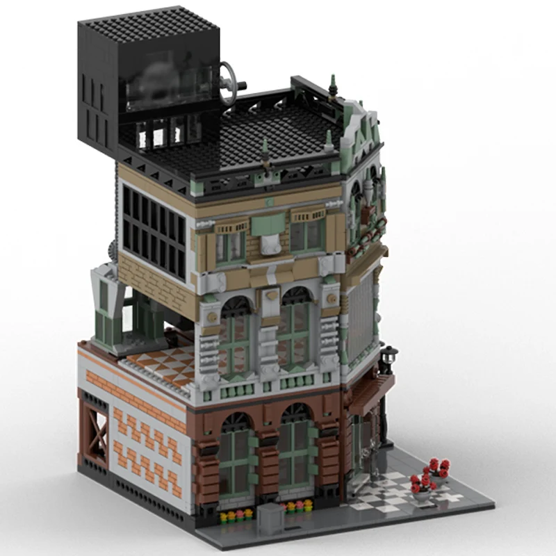 City Street View Model MOC Building Bricks House With Elevatpr Modular Technology Children Holiday Gifts Assemble Toys Suit