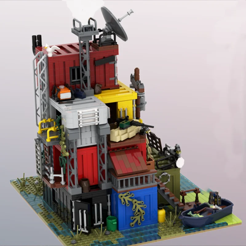 2184pcsMOC Post Apocalyptic Survivors Base on Docks Modular Buildings Collections Birthday Gifts Children's Toys