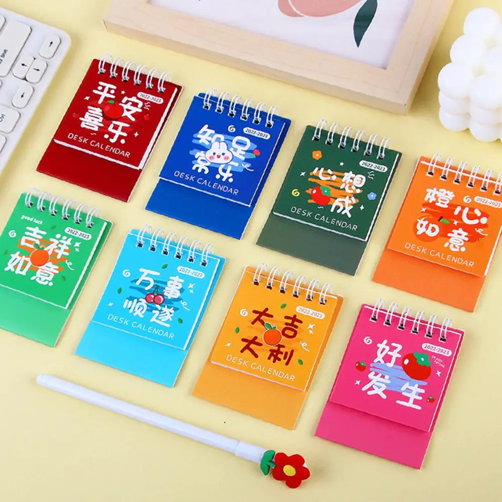 Easy Read Mini Desk Calendar Clear Print Smooth Page Turning Durable 2023 Daily Schedule Cartoon Desk Calendar