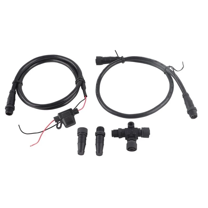 A95E-Power Cable 1 Meter With Fuse Male Female Terminal T Connector For NMEA 2000 Marine Starter Kit For Lowrance Networks