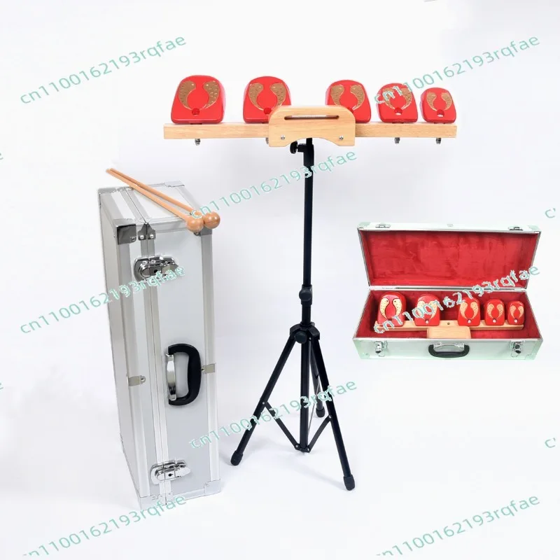 Troupe playing wooden fish percussion band  Professional five-tone wooden fish full