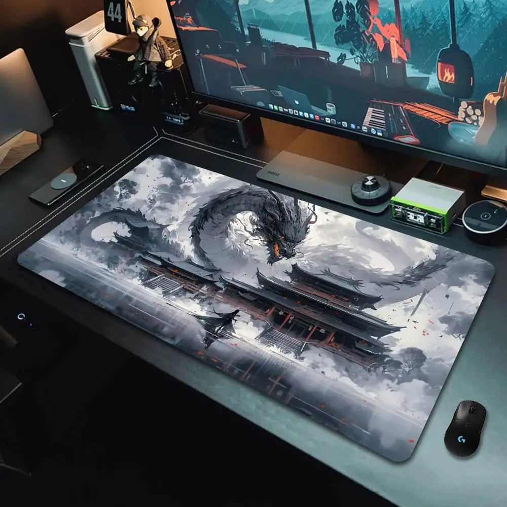 Dragon Shape Pattern, Large Gaming Mouse Pad,large Size Rubber Non-slip Desktop Pad,stitched Edges, Perfect for Office and Gamer