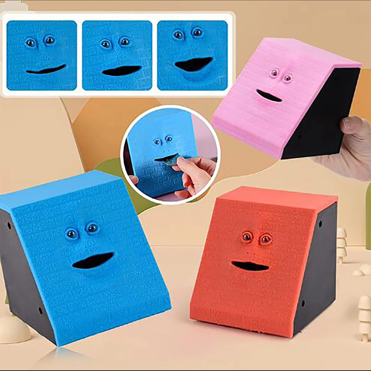 بنك الوجه البلاستيكي، وجه ذكي، مستشعر، حصالة على شكل حيوان، عملة كهربائية يمكنك أن تأكل عملات معدنية على شكل خنزير وجه المال.