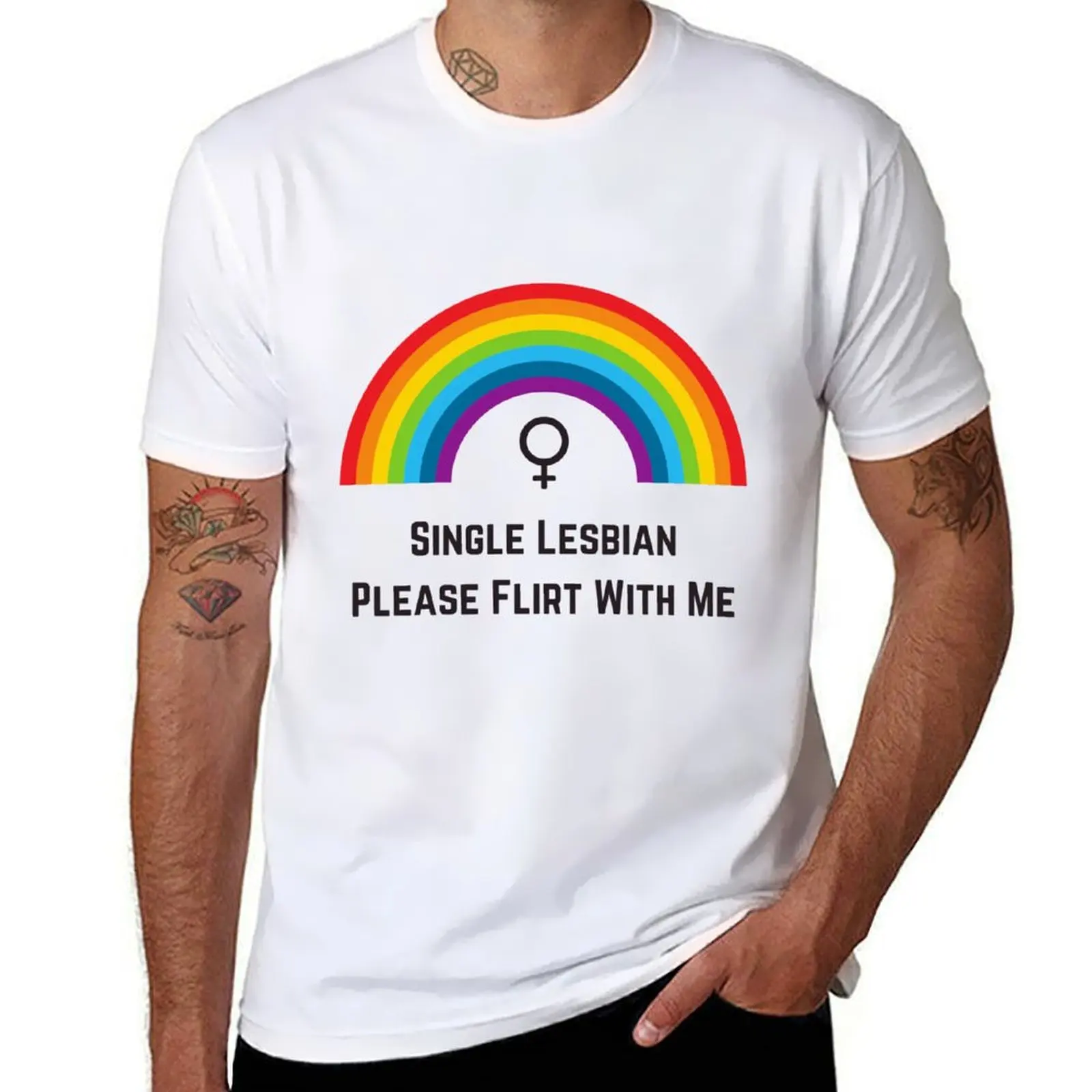 

t Flirt quality Please shirts luxury T-Shirt man Single Lesbian- brand man cotton shirts With t high Me 100%