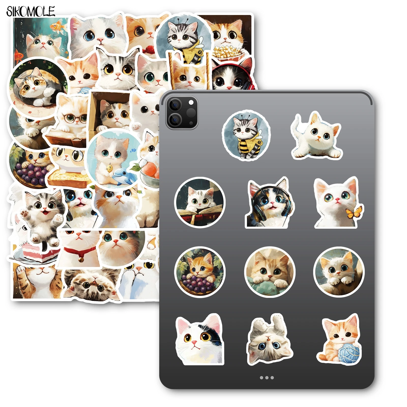10/30/50PCS Del Fumetto Kawaii Grandi Occhi Gatto Anime Adesivi Animali Estetici Decalcomania FAI DA TE Laptop Skateboard Impermeabile Graffiti adesivo