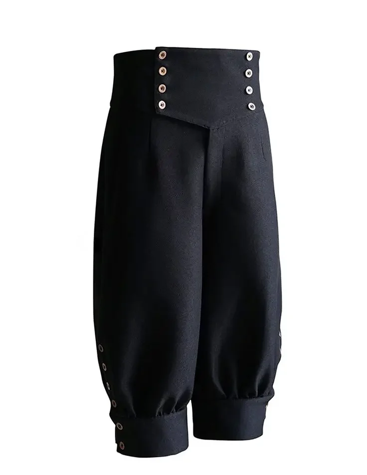 Gotyckie Steampunk wysokiej talii krótkie bryczesy jeździeckie czarna dama Ouji Lolita spodnie typu Boystyle spodnie jeździeckie unisex Biker 7. spodnie.