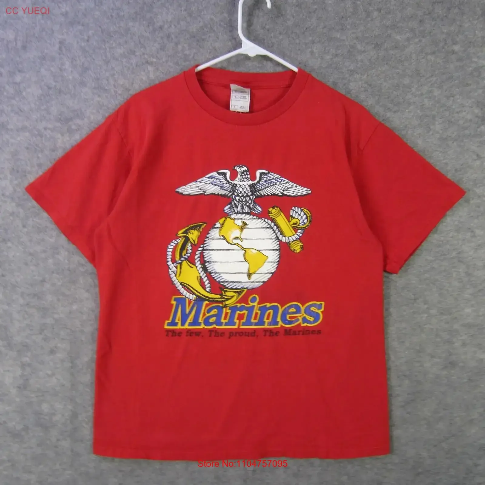 US Marines T Shirt Mens Large Red USMC Globe Anchor Slogan Military vintage Washed Comfortable fashion Top For Everyday Wear