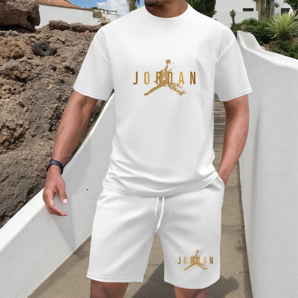 

2026 New Men's Casual Short-Sleeved Shorts 2-Piece Urban Street Fashion T-Shirt Shorts Suit Men's Seagull Logo Printed Tracksuit