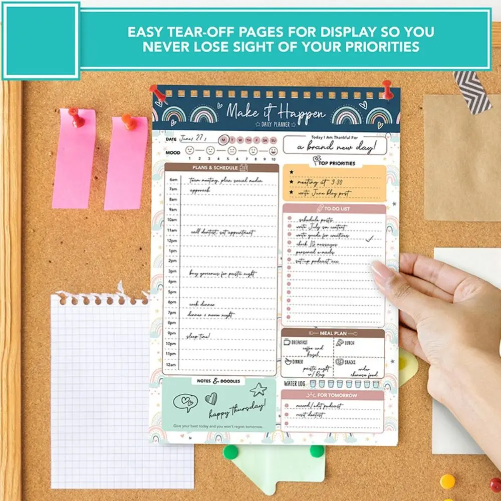 โน้ตบุ๊คน่ารัก 52 แผ่น To Do List Notepad Easy Tear-off Weekly Planner A5 Agenda Planner Memo แบบพกพาราง Journal Agenda