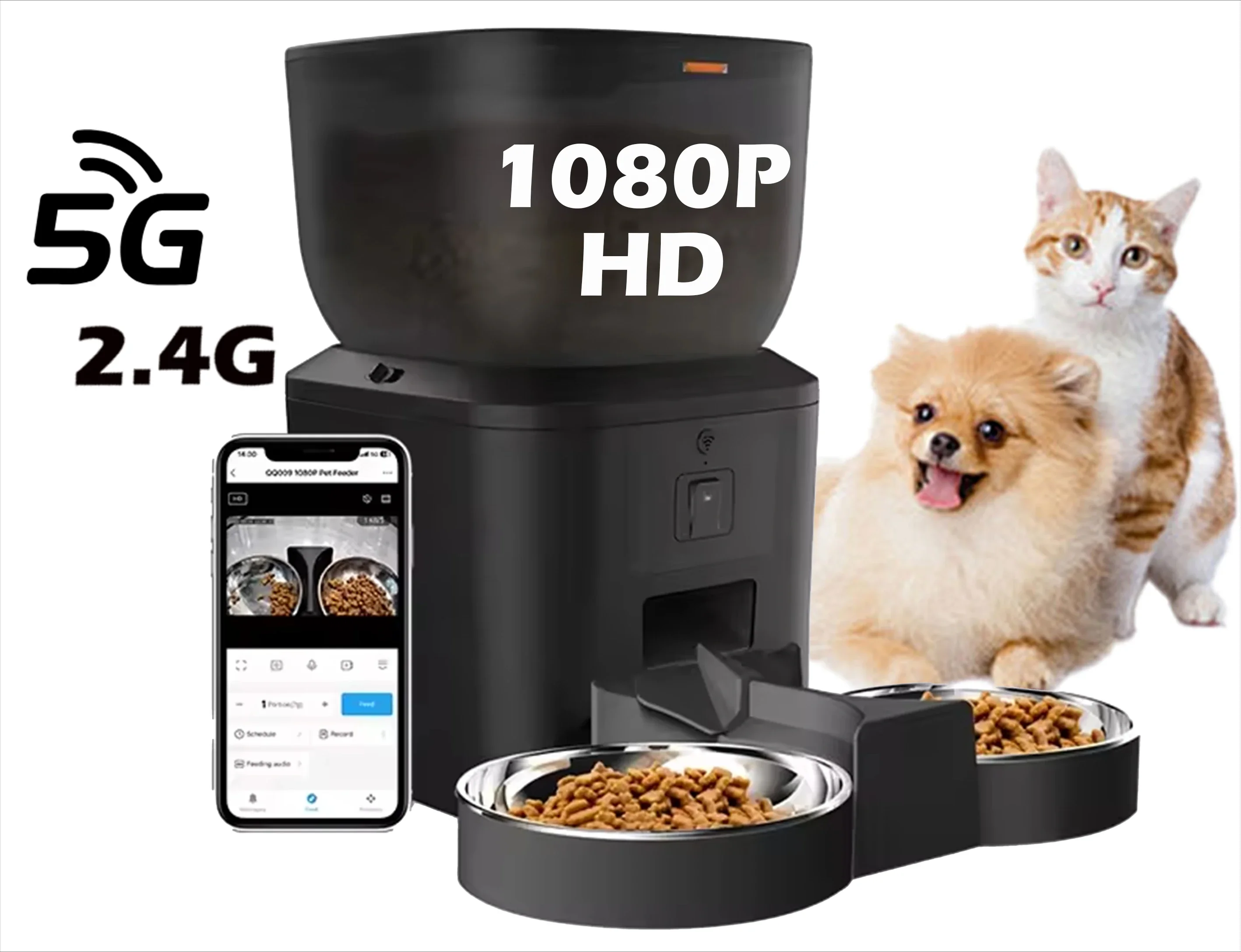 Automatic Cat Feeder With 1080p Camera Video Cat Food Dispenser Pet Smart Voice Recorder Remote Control Auto Feeder For Cat Dog