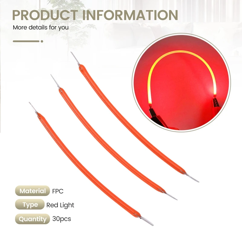 30 шт., 3 В, ультратонкая светодиодная гибкая нить, 60 мм, ретро детали лампы, светодиодная нить накаливания