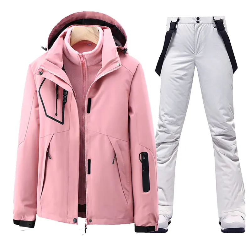 Tuta da sci da donna invernale calda impermeabile per sport all'aria aperta giacche e pantaloni in pile da neve giacca da snowboard per attrezzatura da sci femminile