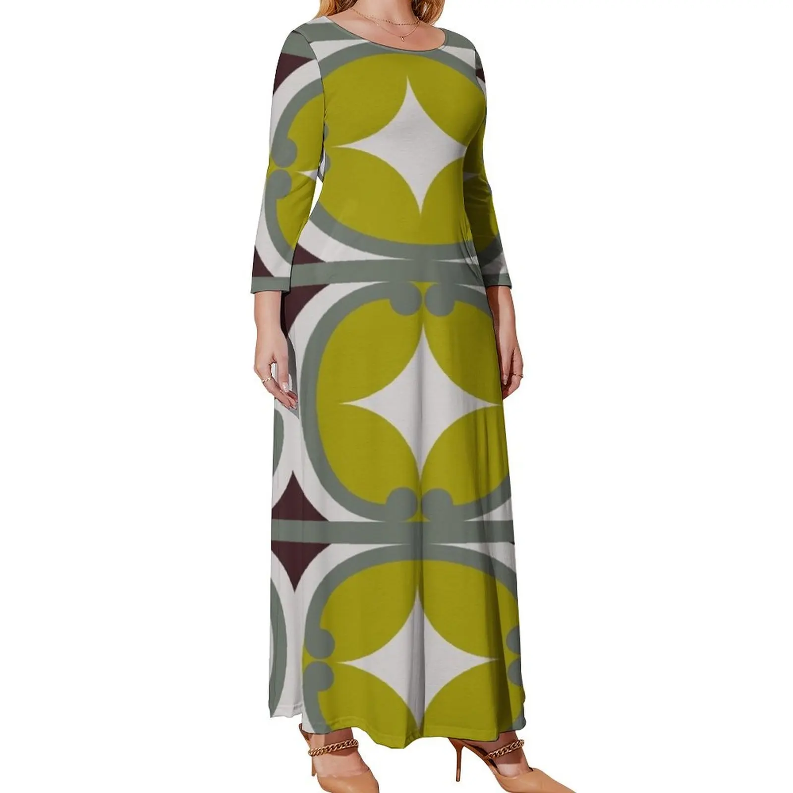 

Retro Maori (lime) Long Sleeved Dress Evening gown beach outfits for women