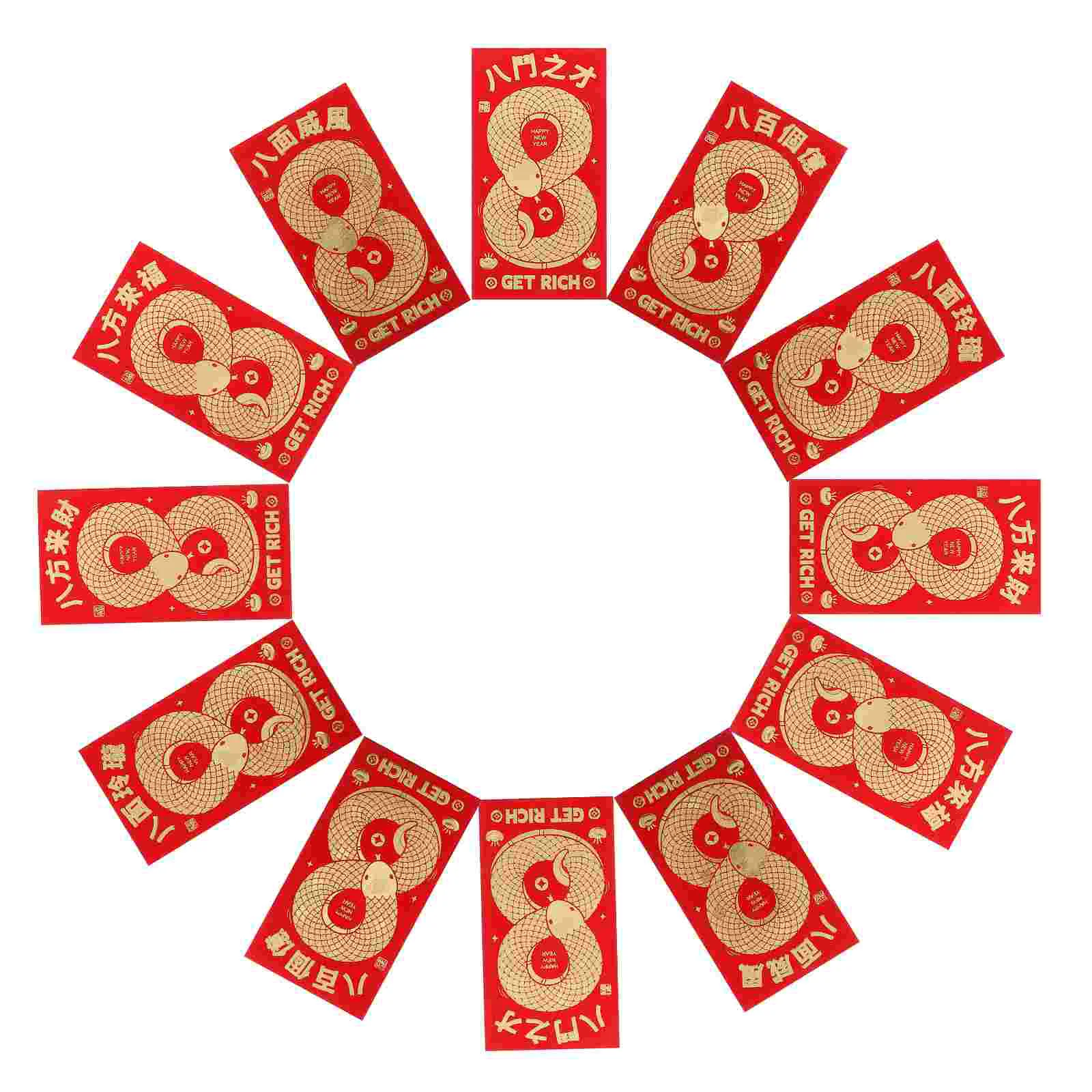 12 Pcs Money Envelopes Red Chinese New Year Coin Lunar Calendar Paper Boxes for Cash