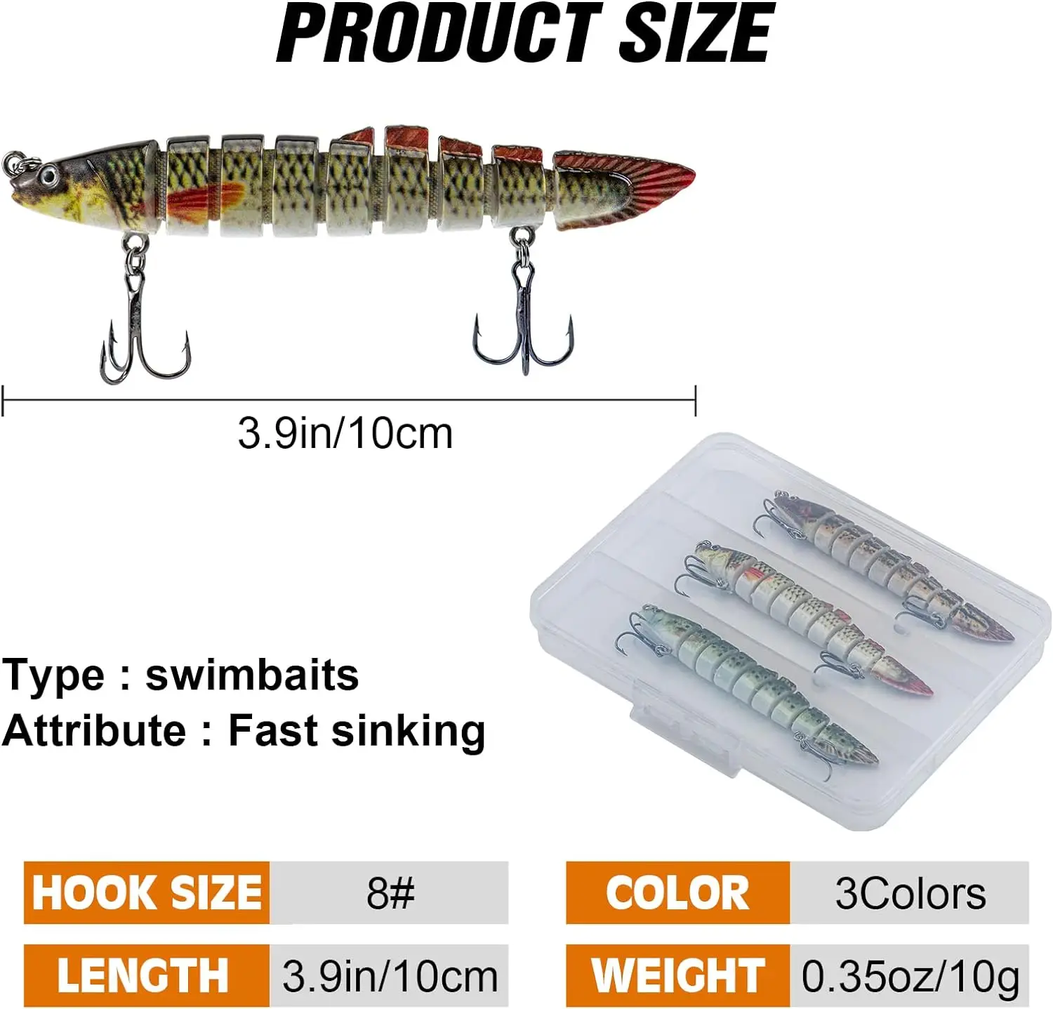 Goture 3Pcs/6Pcs Lifelike Multi Jointed Fishing Lures for Bass Pike Walleye Slow Sinking Swimbaits for Freshwater Saltwater