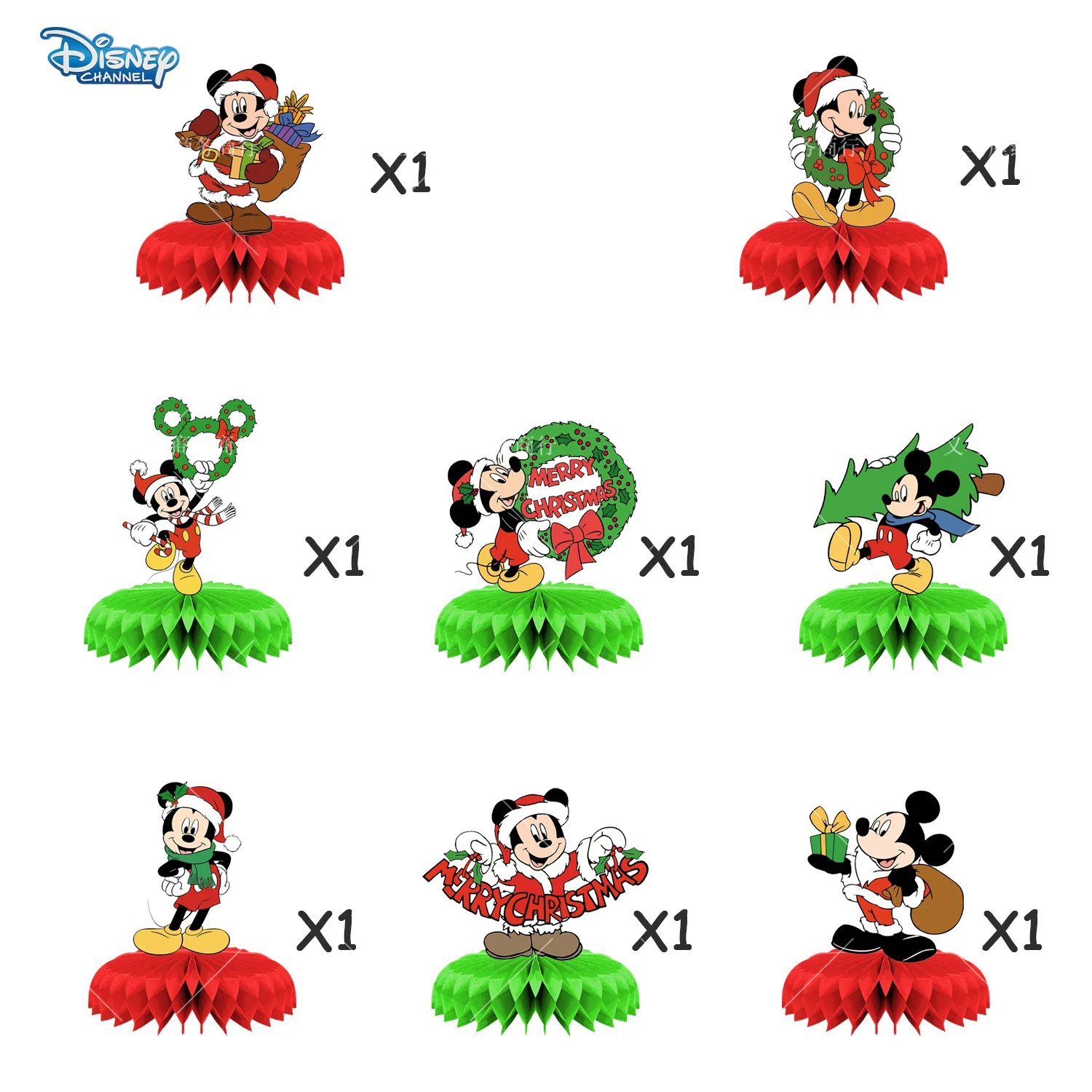 Disney Christmas 8pcs Mickey Party Decoration Christmas Mickey Mouse Ornament Holiday Honeycomb Ball Tabletop Decoration