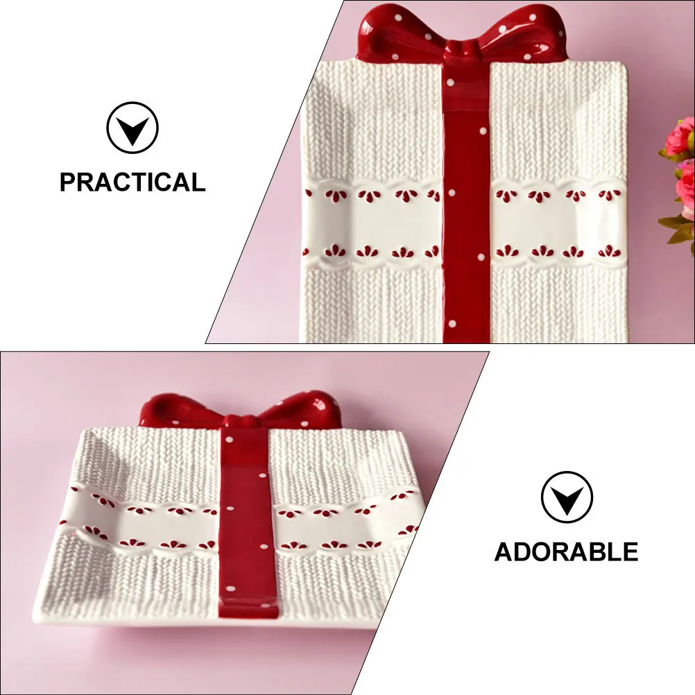 

High Quality Ceramic Storage Tray Unique Bow Shape Design Long Lasting Snack Plate Dried Fruit Nuts Organizer Gift