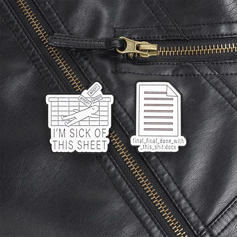 Final Final Done With This Shit Docx Enamel Pin Funny Office Humor Brooch for Admin Staff and Writers Daily Wear Gift