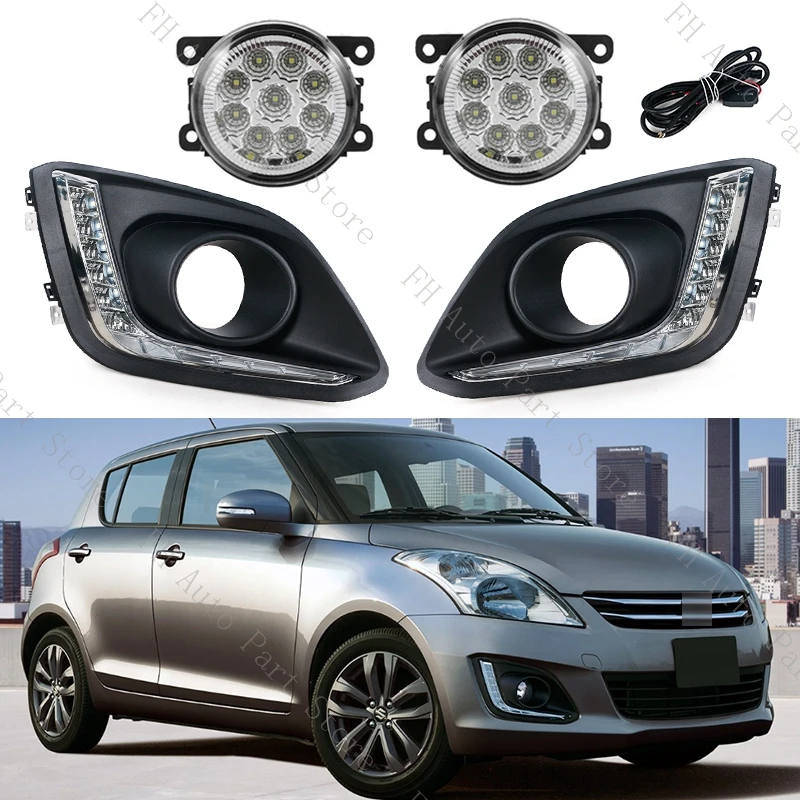

1Set LED White Front Bumper DRL Daytime Driving Running Lamp For Suzuki Swift 2014 2015 2016 Fog Light Foglamp