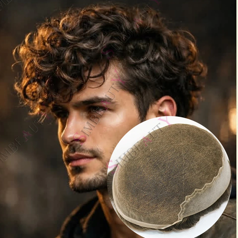 

Светло-коричневый # 18 # Мужской парик Q6 с кружевной передней частью и полиуретановым основанием, 20 мм, кудрявые человеческие волосы, дышащая система замещения, с осветленными узлами, накладка для волос