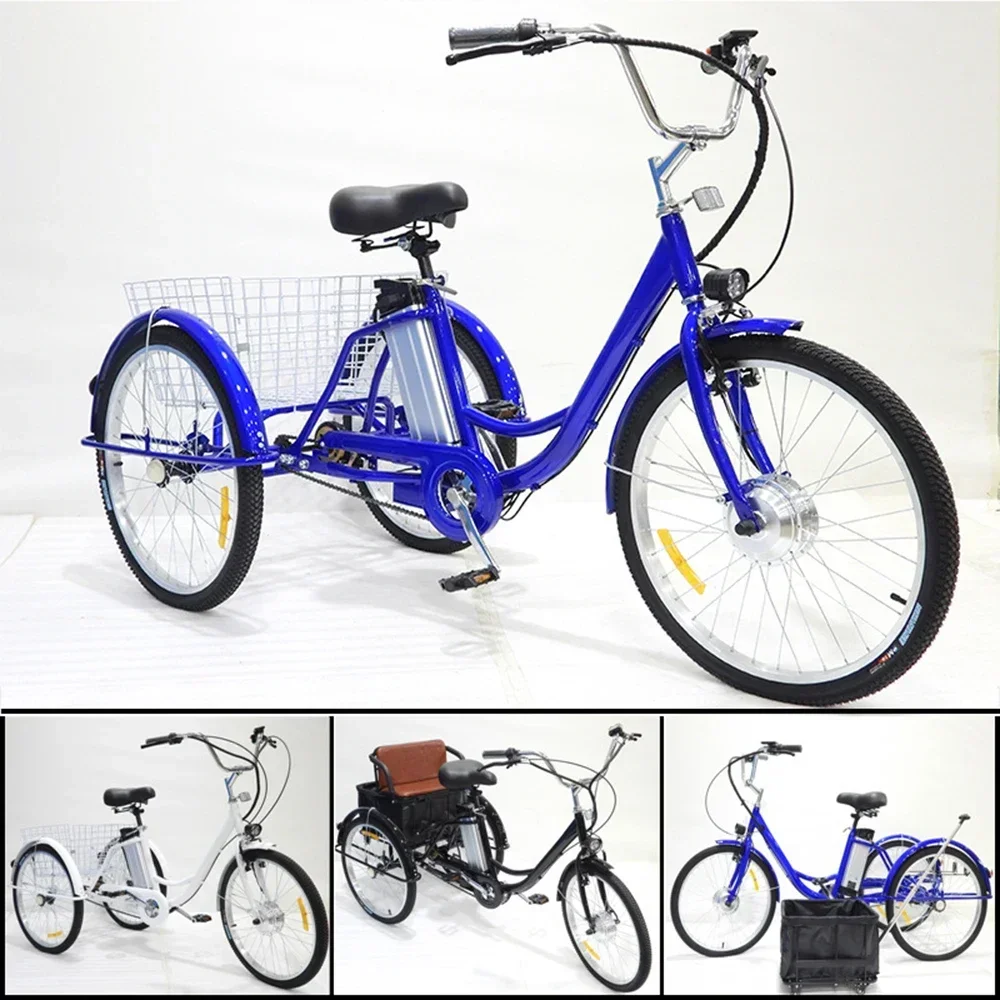 3 Rad Elektro fahrrad 36 v350w12ah 24 Zoll Reifen abnehmbare Batterie elektrische Dreirad Frauen Erwachsene mit Korb Freizeit ältere E-Bike