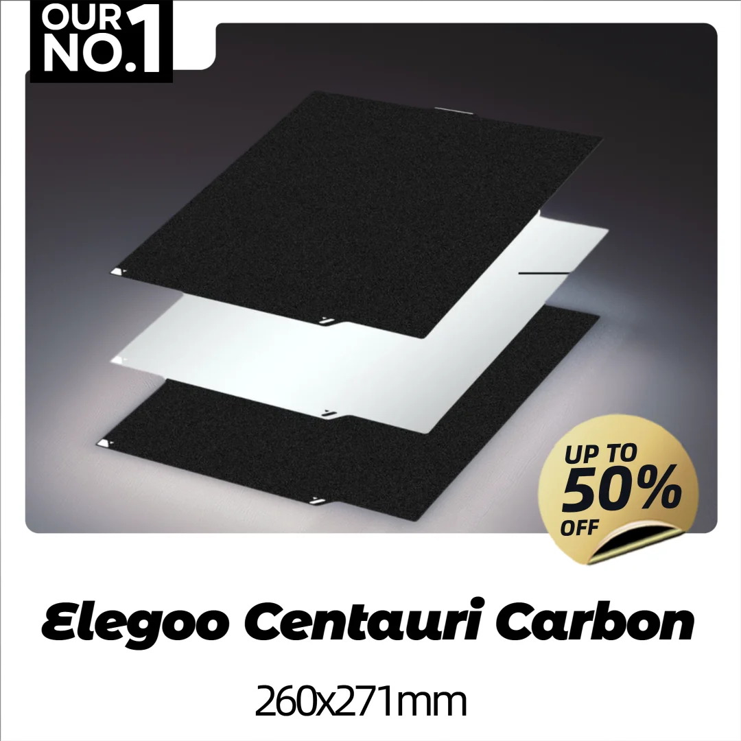 

ENERGETIC Magnetic Black PEI 260x271mm Elegoo Centauri Carbon Strong Adhesion Flexible Spring Steel Sheet Double Sided Textured