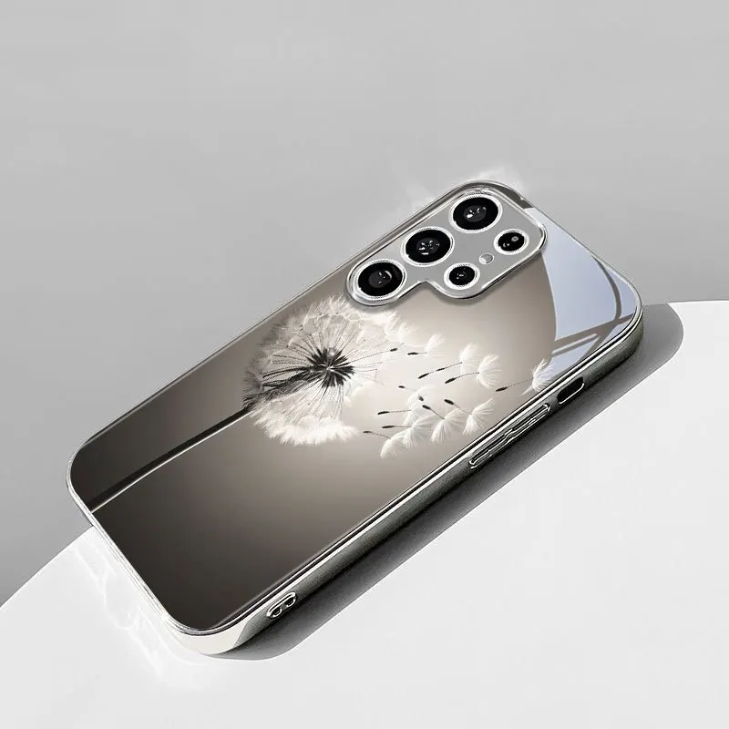 

Fresh and Simple White Dandelion Electroplated Silver Phone Case for Samsung Galaxy S26 Ultra, S25 Plus, S25, S24, S24 FE, S24,
