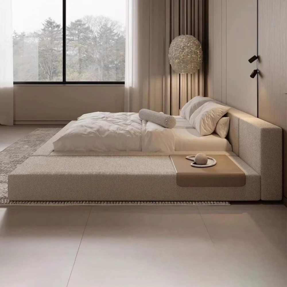 Marcos de cama Queen blancos minimalistas y elegantes para niños, tapicería moderna, espacio de almacenamiento, Camas francesas, decoración del hogar