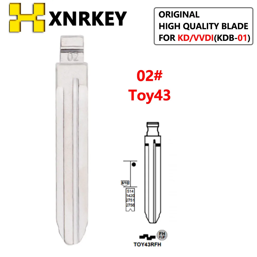 

XNRKEY KDB-01 02# Metal Blank Uncut TOY43 KD Blade for Toyota VIOS Hilux Fortuner Corolla Yaris Key Blade 10pcs/lot