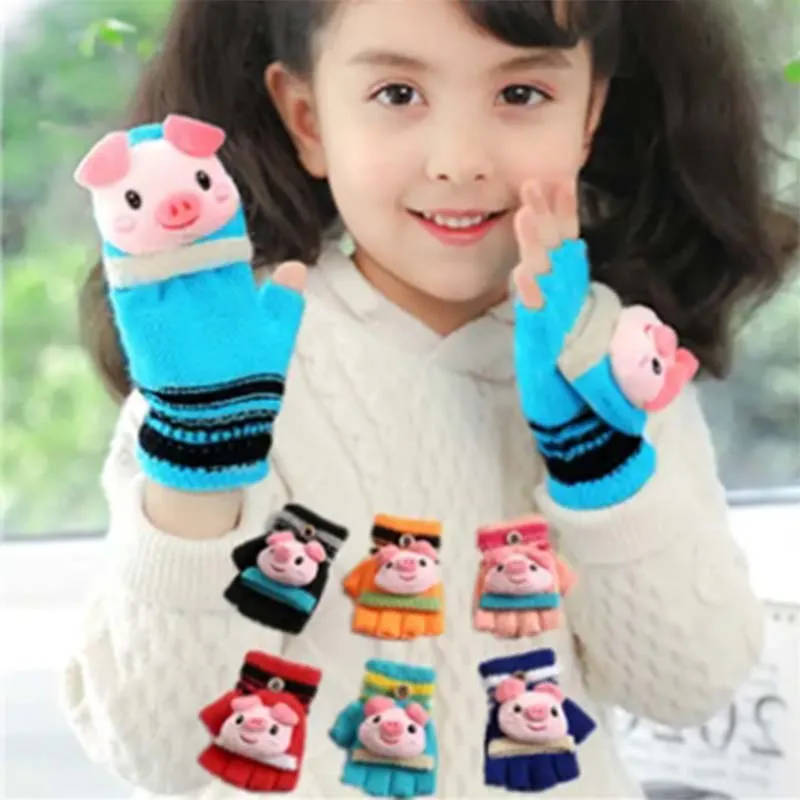 

Winter warm children's gloves outdoor sports wear-resistant non-slip children's half finger gloves