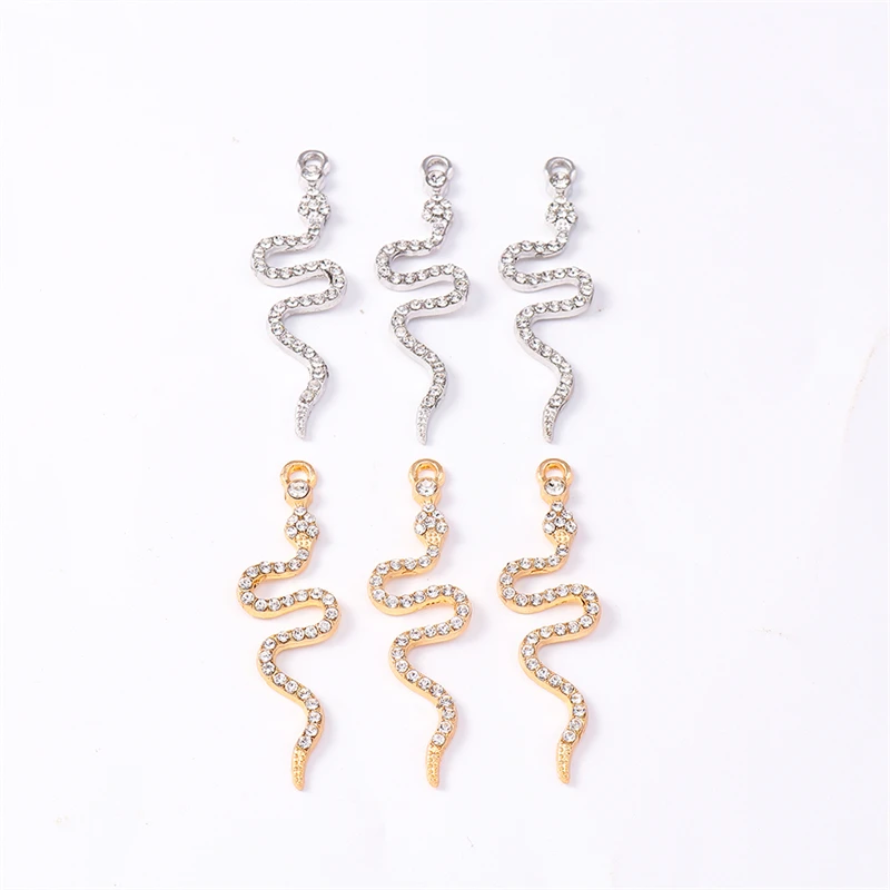 

Duarte 20Pcs/Lot Cute Crystal Metal Animal Snake Charms Pendants for Jewelry Making Necklaces Earrings DIY Crafts Accessories