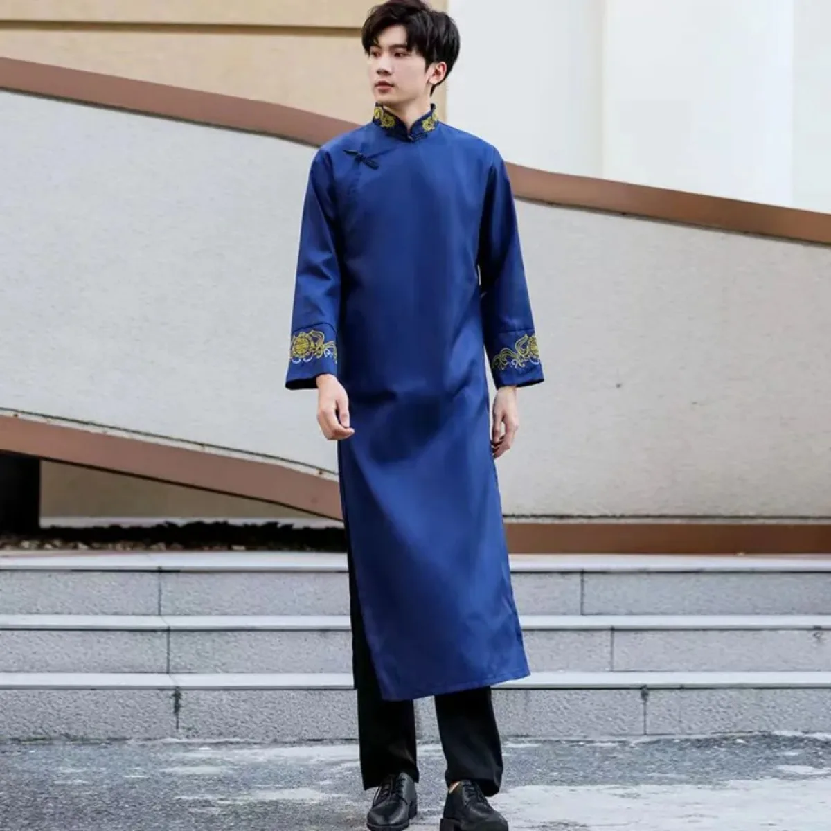 Red Black Pink Traditional Chinese Dresses Large Size Tang Suit Men Robe Brother Costume Cross Talk Gown Cheongsam Weddin Dress view 4