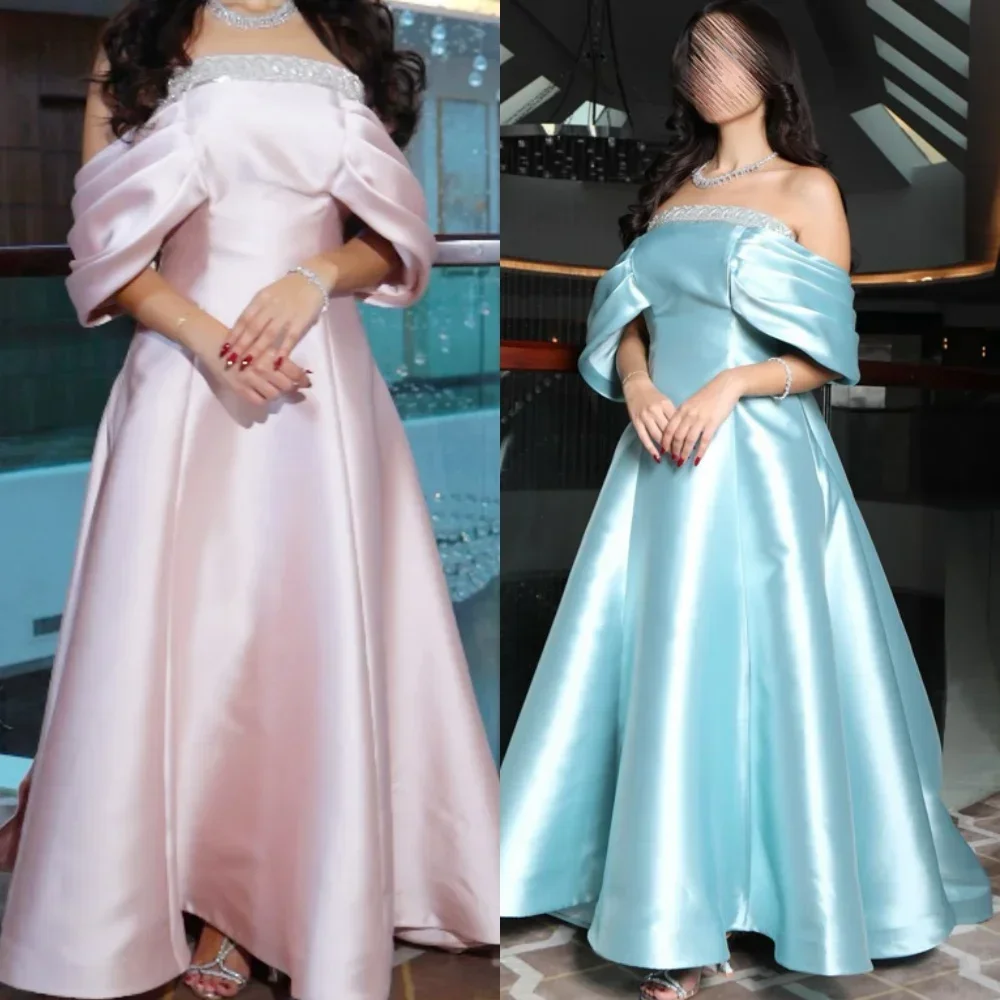

Customized Price AdjustmentSatin Sequined Ruched Clubbing A-line Off-the-shoulder Bespoke Occasion Gown Long Dresses