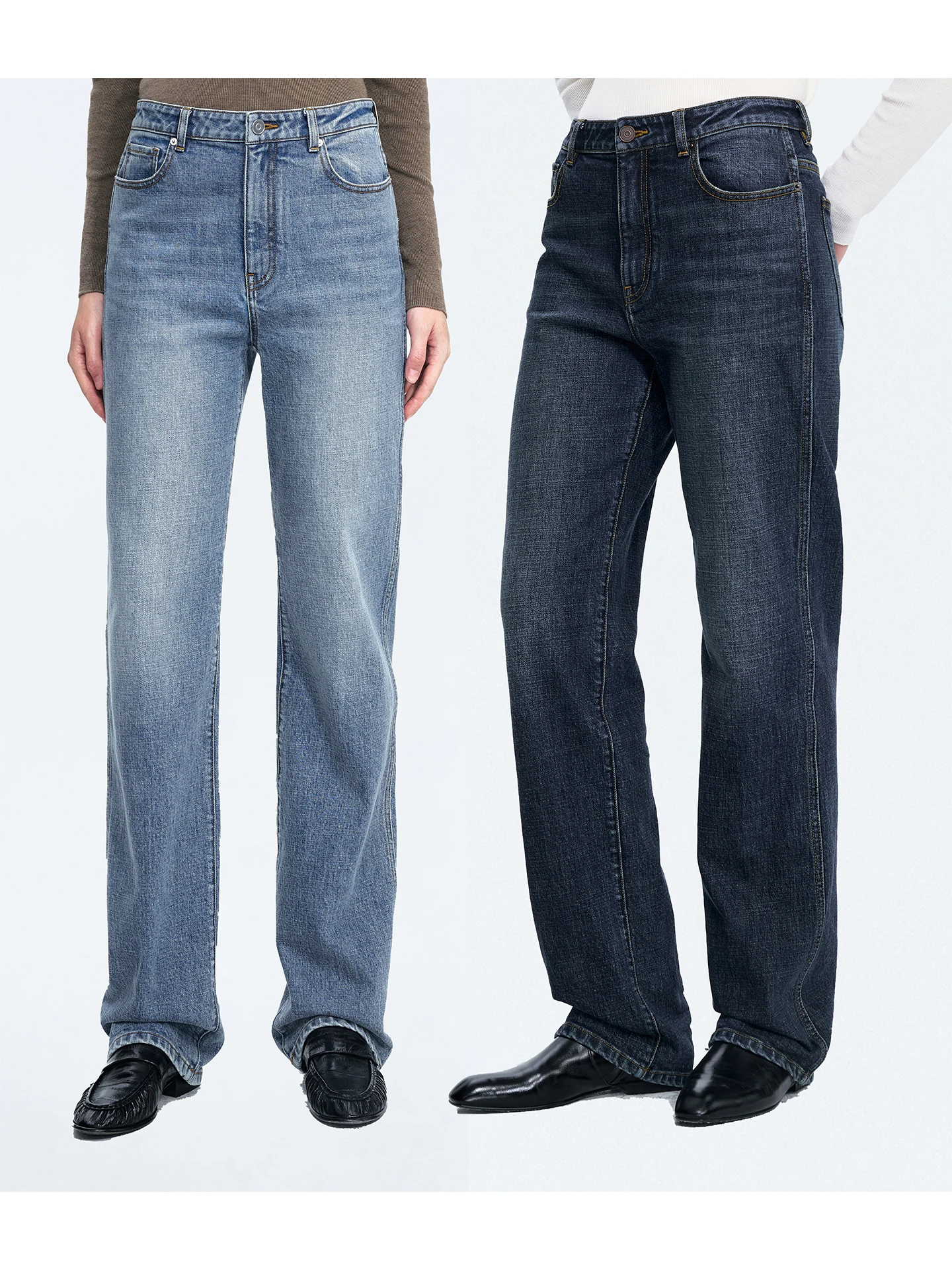 

Ayuko Classic Edition, прямые джинсы ручной работы с веревочным крашением, джинсовые брюки в стиле ретро с талией и пуговицами для молодых женщин