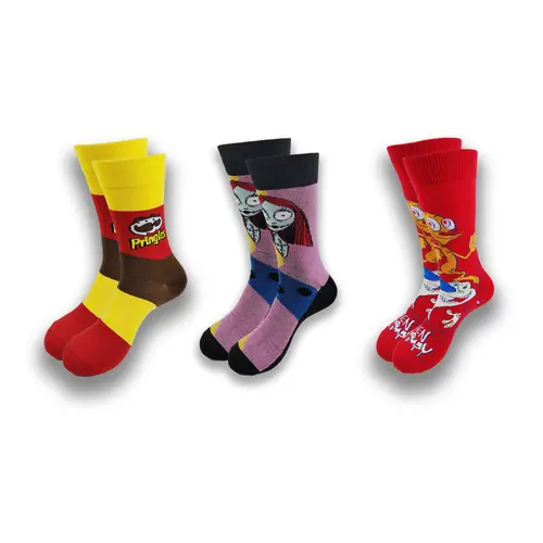 Calcetines de hombre de estilo novedoso, calcetines cómodos con cabeza de dibujos animados de diseño único para primavera y otoño